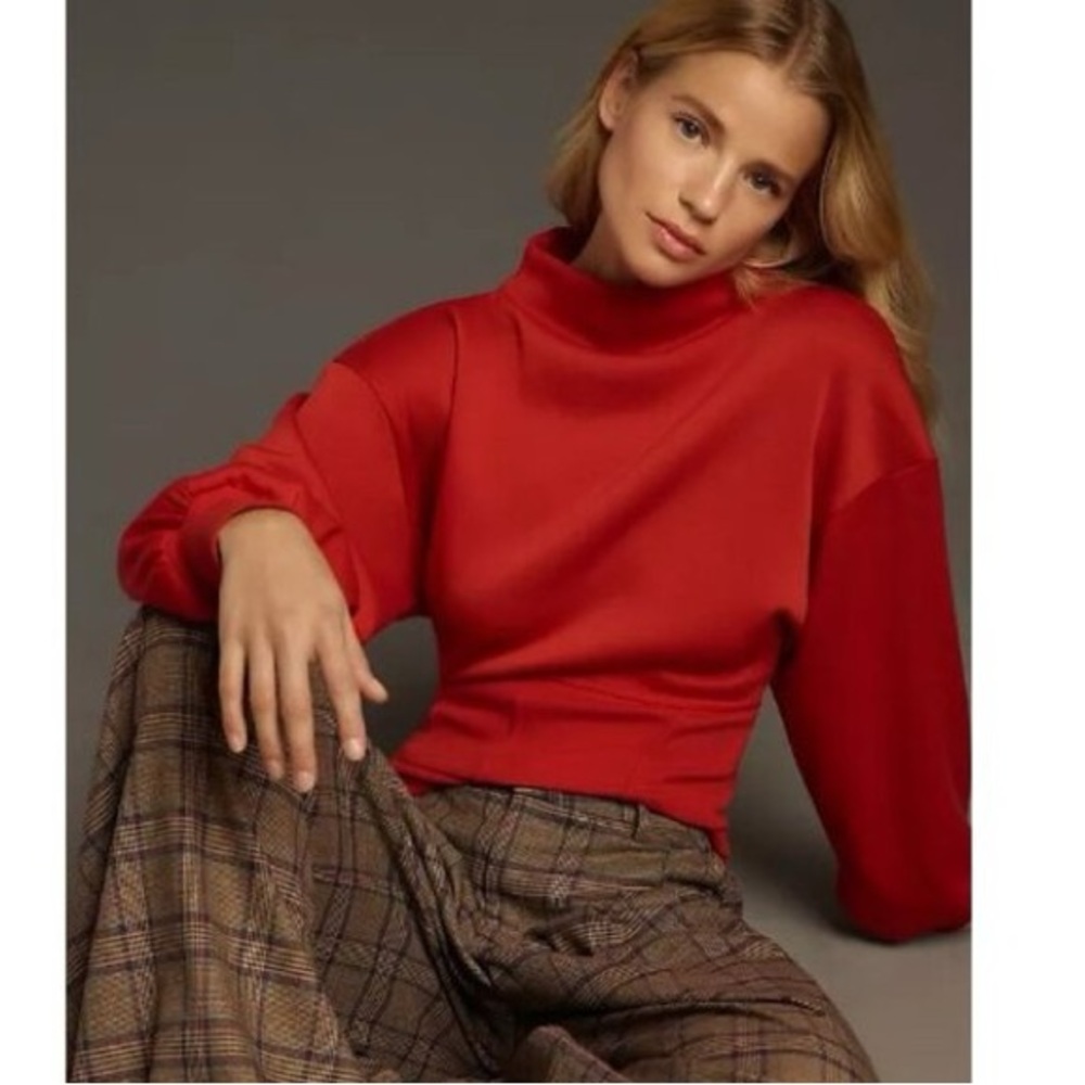 MAEVE BY ANTHROPOLOGY corset-waist style sweatshirt Red size xx small❣️